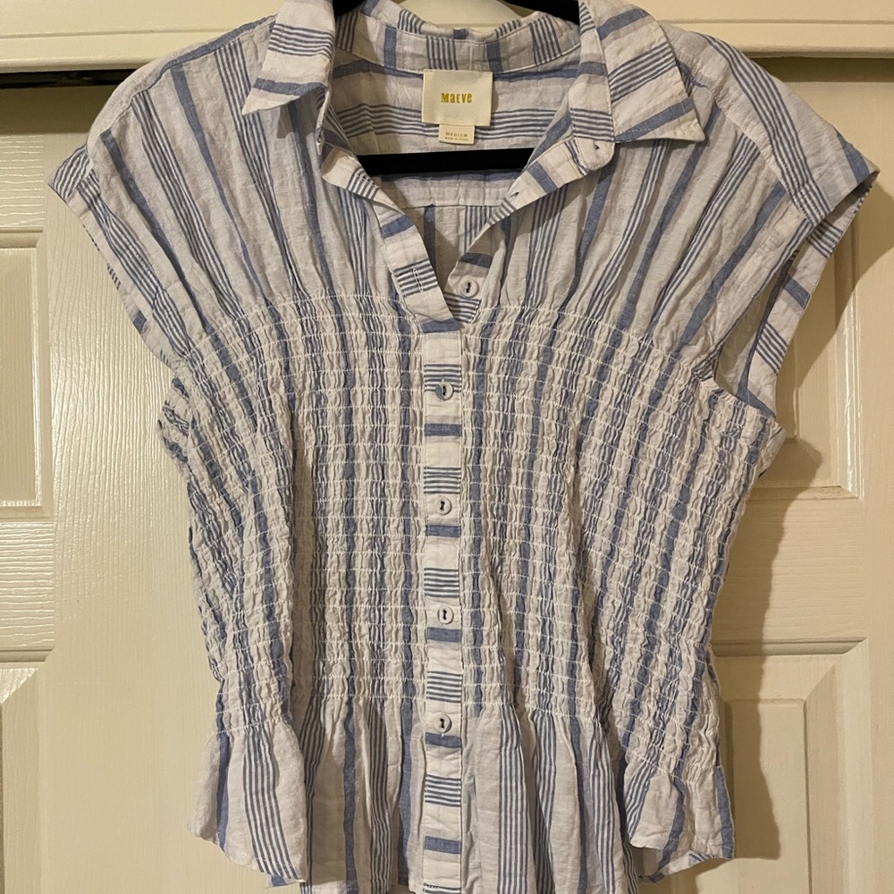 Anthropologie Maeve Striped Button Down Blouse
